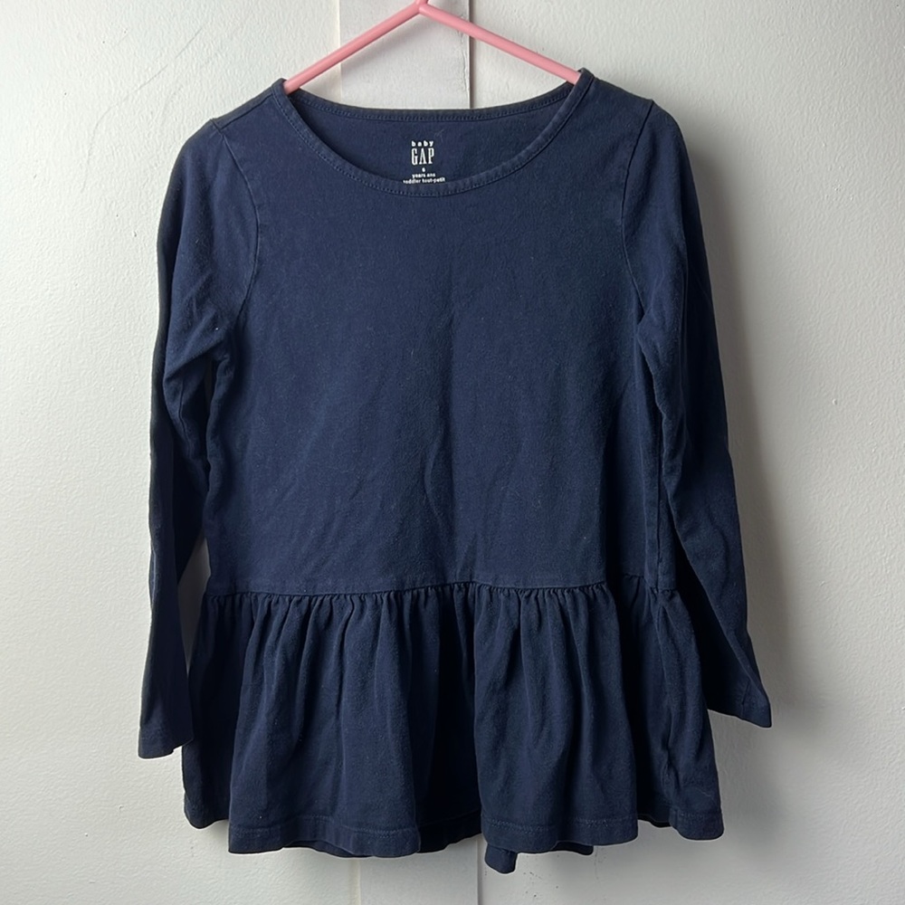 GAP Kids Navy Long Sleeved Peplum Top